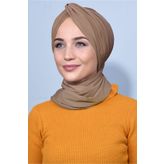 Nowa Scarf Şallı Düğüm Bone Taba