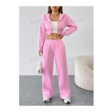 npLStore Kadın Büyük Beden Crop Fermuarlı Hırka Sweat Ve Eşofman Takımı