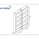Nur Mobilya Yağmur 2li Kitaplık Arkalıksız Model Ceviz
