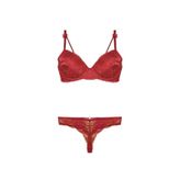 Nurteks Kadın Bordo Destekli Push-up Sütyen Ve String Takım 75-90b, Bordo, 90B