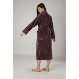 Nuşa Mor Yaka Pitikare Bambo Cotton Bayan Bornozu - S