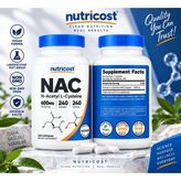 Nutricost N-Acetyl L-Cysteine 600MG 240 Vegetarian Caps - Aromasız