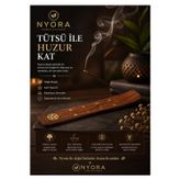 NYORA Ahşap Pirinç Kakma Tütsü Kayığı 2 Adet Çubuk Tütsü Hediye
