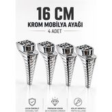 Nzb Mobilya Ayağı 16 cm Krom Sert Plastik Kanepe Koltuk Dolap Sehpa Ayağı (4 Adet)