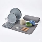 Nzm Store Mikrofiber Su Emici Bulaşıklık Matı – 37X60 cm Tezgâh Üstü Bulaşık Kurutma Matı, Kaymaz Su Emici Mutfak Matı, Katlanabilir Tabaklık Süzgeçli Plastik Sepetli Kurulama Örtüsü (Gri) - Ahşap