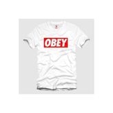 Obey Logo Erkek Tişört - M - Beyaz