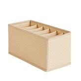 Ocean Home Textile 13x28x13 cm 6 Bölmeli Bej Balıksırtı Çekmece İçi Düzenleyici Kutu