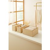 Ocean Home Textile 3'lü 6 Bölmeli Bej Balıksırtı Çekmece İçi Düzenleyici Kutu Set