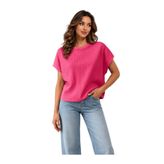 Ocoza VS-1024 Matilda Pembe Dokulu Bisiklet Yaka Düşük Omuz Oversize Bluz