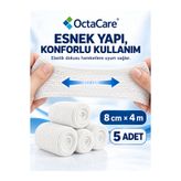 Octamed OctaCare Elastik Sargı Bezi 8 CM X 4M 5 ADET