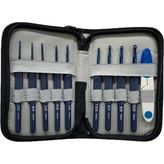 Odea Elegant Blue Çantalı Ergonomik Silikon Tığ Seti Fw3