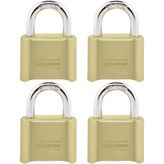 Odea Master Lock Şifreli Kilit, Iç ve Dış Mekan Asma Kilit, Sıfırlanabilir Şifreli Dolap Kilidi, 4 Paket, 175EC4, Altın - 0 - 2 Yaş - 001 - Beyaz