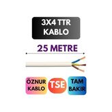 Odea Öznur 3x4 Ttr Kablo, 25 Metre, Beyaz