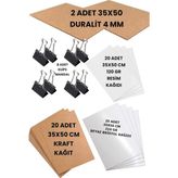 Odea Tr 35X50 cm Duralit Çizim Kağıtları Seti Kraft Bristol Resim Kağıdı Klips - 1