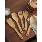 Odea Tr Bambu 5 Parça Yemek Pişirme Servis Spatula Seti Ahşap Spatula Seti Asılabilir