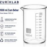 Odea Tr Cam Beher 1000ML Dereceli Laboratuvar Ölçü Kabı - 0 - 249 ml