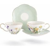 Odea Tr Eternal Flowers 2'li Çay Fincan Seti, Çiçek Desenli, 160CC, Porselen, Butik Mutfak 2 Kişilik - 00-Siyah - Beyaz