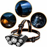 Odea Tr USB Şarjlı 5 LED Kafa Feneri Ipx5 Su Geçirmez 3 Aydınlatma Modlu Güçlü Işık Kamp Av Balıkçılık Koşu ve Tamir Işleri Için Yüksek Parlaklık Ayarlanabilir Baş Bantlı Uzun Ömürlü Acil Durum Işık