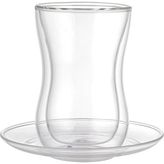 Odea Tr Vetro Borosilikat Çift Camlı Çay Bardağı Seti 150ML (4 Parça) - 00-Siyah - Beyaz