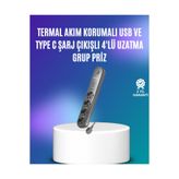 OEM 4’Lü Çoklu Priz 2 Usb Type-C Girişli Akım Korumalı Siyah