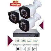 OEM Irtech-3 Kameralı Güvenlik Kamera Seti Gece Görüşlü-Su Geçirmez-Tak Çalıştır G02 - Beyaz