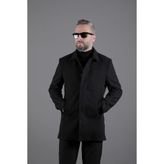 Ohepmoda Gizli Düğmeli Erkek Kaşe Kaban Mont - Siyah