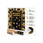 okul posterleri Mezuniyet Hatırası Brandası 160x210 cm Siyah Gold Balonlu Fotoğraf Çekim Fon Perdesi