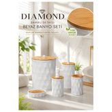 Okyanus Home Beyaz Diamond Gerçek Bambu Banyo Seti