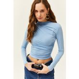 Olalook BLZ-19002426 Bebe Mavi Kadın Bluz