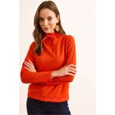 Olalook Kadın Mercan Boğazlı Bağcık Detaylı Yumuşak Dokulu 2 İp Sweatshirt SWT-19000720