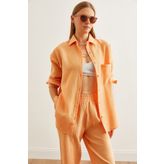 Olalook Kadın Somon Oversize Basic Müslin Gömlek GML-19001217