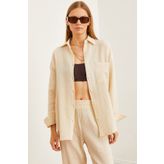 Olalook Kadın Taş Oversize Basic Müslin Gömlek GML-19001217