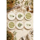 Oliva 6’Lı Seramik Tatlı Tabağı Seti 16 Cm – Zeytin Desenli Pasta Ve Sunum Tabağı