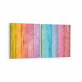 Olla 12038K2Y Ahşap Desen Görseli Kare 2 Parça Yatay 65x30 cm Kanvas Tablo