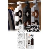 Omilife Modüler Puzzle Kemer Organizeri Birbirine Eklenebilir Rulo Kemer Düzenleyici Dolap Içi Kemerlik - Beyaz - Renk
