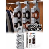 Omilife Modüler Puzzle Kemer Organizeri Birbirine Eklenebilir Rulo Kemer Düzenleyici Dolap Içi Kemerlik - Gri - Renk