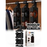 Omilife Modüler Puzzle Kemer Organizeri Birbirine Eklenebilir Rulo Kemer Düzenleyici Dolap Içi Kemerlik - Siyah - Renk