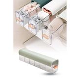 omilife Şeffaf Yapışkanlı 6 Bölmeli Sürgülü Çekmece İçi Çorap İç Çamaşırı Organizeri 36x10x7 cm