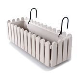 Omnipazar SO-İB02 Beyaz Askılı Balkon Saksı Takım 9 lt No 2 00649 Plastik Malzeme ile 535 mm Boyutunda Modern Tasarım