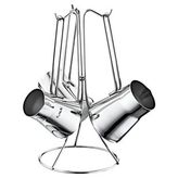 Oms 7034 Çelik Cezve Takımı 4 Parça Silver