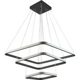 Ömür Avize Nikol Modern Tasarım Kare Ledli Üçlü Avize - Siyah - 3