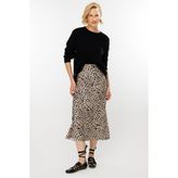 On Fashion On Kadın Midi Leopar Desenli Saten Etek - Günlük & Şık