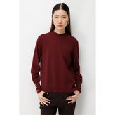 On Kadın Sıfır Yaka Basic Triko Kazak 10315 Bordo - L