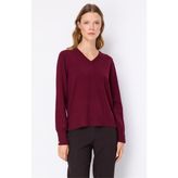 On Kadın V Yaka Basic Triko Kazak 10316 Bordo - M