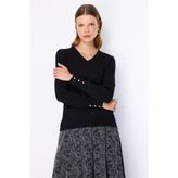 On Kadın V Yaka Basic Triko Kazak 10316 Siyah - L