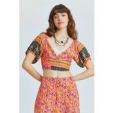 Önden Bağlamalı Crop Bluz Pembe