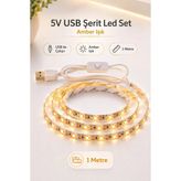 Onerous 1 M 5V Amber LED Şerit, Anahtarlı, USB - Turuncu