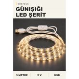 Onerous 3 M 5V Günışığı Led Şerit, Anahtarlı, Usb