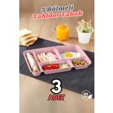 ongu home 3'lü Tabldot Tabak Yıkanabilir Mama Tabağı Yemek Tabağı Beş Bölmeli Kahvaltı Tabağı