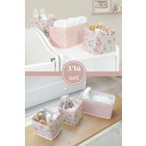Onikiden Baby 3’lü Çekmece İçi Düzenleyici, Çok Amaçlı Bebek Bakım Organizer Kutu 3’lü Set Pembe